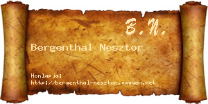 Bergenthal Nesztor névjegykártya
